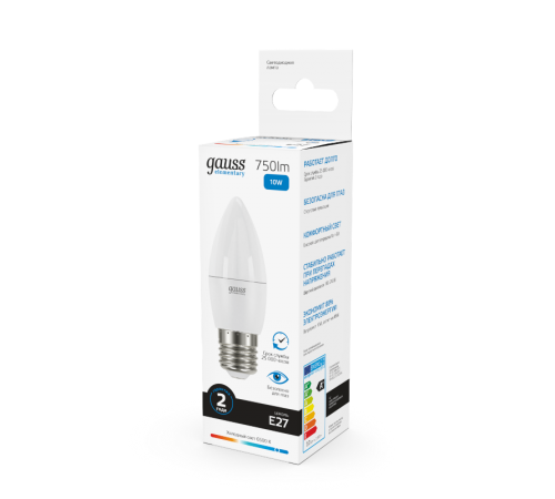 Лампа светодиодная Elementary Свеча 10W 750lm 6500K E27 LED 1/10/100  30230  Gauss