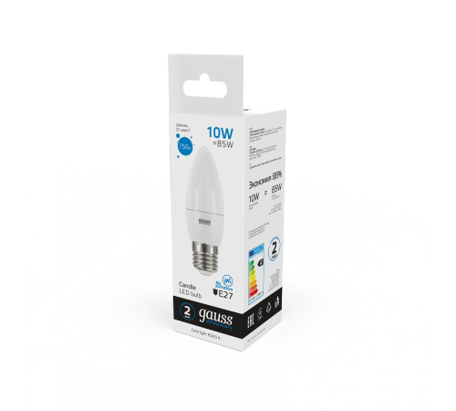 Лампа светодиодная Elementary Свеча 10W 750lm 6500K E27 LED 1/10/100  30230  Gauss