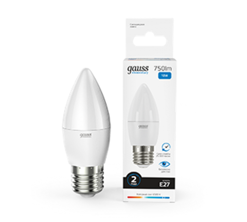Лампа светодиодная Elementary Свеча 10W 750lm 6500K E27 LED 1/10/100  30230  Gauss