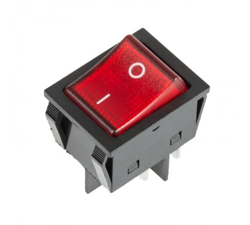 Выключатель клавишный 250V 25А (4с) ON-OFF красный с подсветкой  36-2343  REXANT