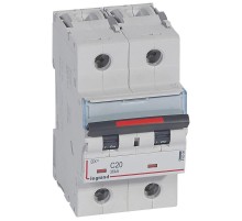 Выключатель автоматический двухполюсный DX3 20A C 36кА (3 мод)  410009  Legrand