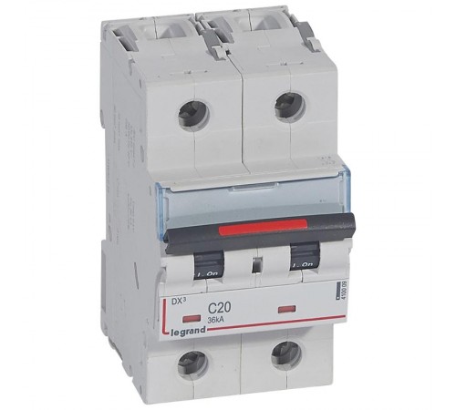 Выключатель автоматический двухполюсный DX3 20A C 36кА (3 мод)  410009  Legrand