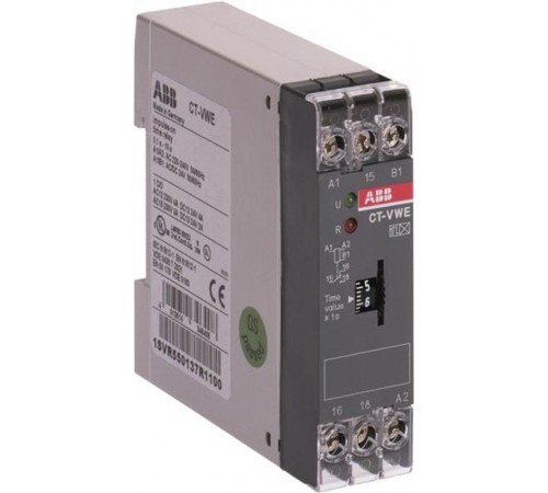 Реле времени CT-VWE (с проскальз. при замык.) 24B AC/DС, 220-240 В AC (временной диапазон 0,3с..30с.) 1ПК  1SVR550137R4100  ABB