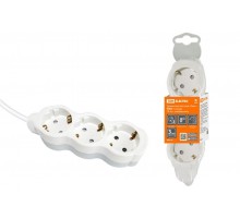 Удлинитель бытовой "Люкс" УЛ03 3 гнезда, 10м, с/з, с з/ш, ПВС 3х1мм2 16А/250В бело-серый  SQ1303-0282  TDM