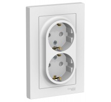 AtlasDesign Лотос Розетка 2-ая с заземлением со шторками, 16А, в сборе  ATN001326  SE