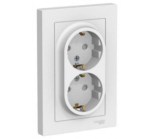 AtlasDesign Лотос Розетка 2-ая с заземлением со шторками, 16А, в сборе  ATN001326  SE