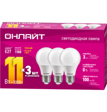 Лампа светодиодная 90 602 OLL-A60-11-230-2.7K-E27-PACK3  90602  ОНЛАЙТ