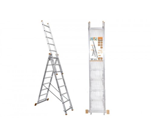 Лестница алюминиевая, ЛА3х10, 3х секционная х 10 ступеней, h=6270 мм, Народная  SQ1028-0202  TDM