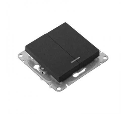 Механизм выключателя, двухклавишный, с подсветкой, чёрный Эпика EKF  UP1-SWB-24  EKF