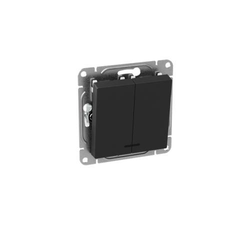 Механизм выключателя, двухклавишный, с подсветкой, чёрный Эпика EKF  UP1-SWB-24  EKF