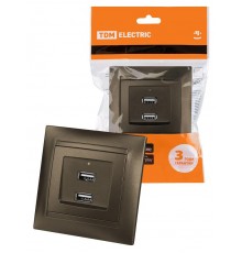 Розетка 2USB порт 2,1А 5В бронза "Лама"  SQ1815-0741  TDM