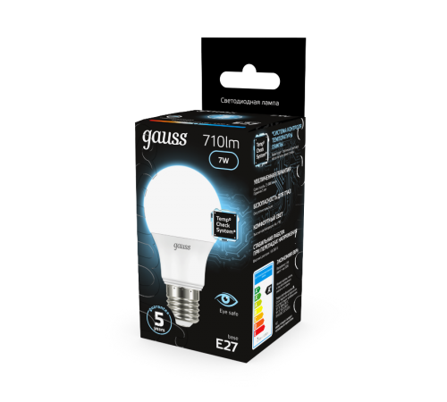 Лампа светодиодная LED 7Вт E27 220В 4100К A60  102502207  Gauss