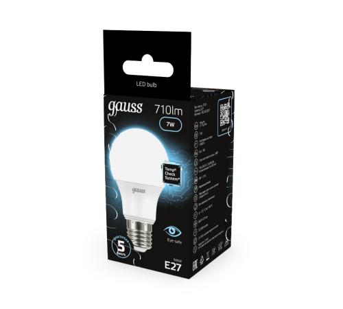 Лампа светодиодная LED 7Вт E27 220В 4100К A60  102502207  Gauss