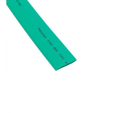 Трубка термоусаживаемая ТУТ 18,0/9,0мм, зеленая, упаковка 50 шт. по 1м,  55-1803  PROconnect