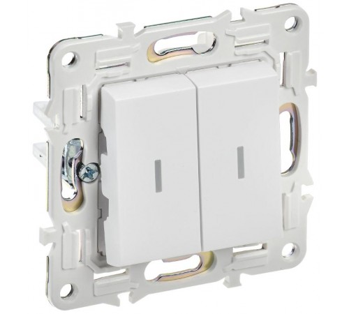 SKANDY Выключатель 2-клавишный с индикацией 10А SK-V09W арктический белый  SK-V20-1-10-K01  IEK