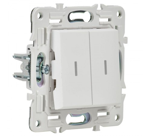 SKANDY Выключатель 2-клавишный с индикацией 10А SK-V09W арктический белый  SK-V20-1-10-K01  IEK