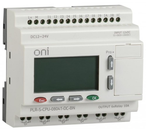 Логическое реле PLR-S. CPU0804(T) 24В DC с экраном ONI  PLR-S-CPU-0804T-DC-BN  ONI