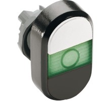 Кнопка двойная MPD7-11G (белая/черная) зеленая линза с текстом ( ON/OFF)  1SFA611136R1102  ABB