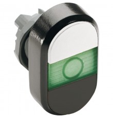 Кнопка двойная MPD7-11G (белая/черная) зеленая линза с текстом ( ON/OFF)  1SFA611136R1102  ABB