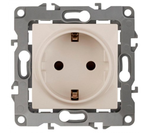 Розетка 12-2102-02 с заземлением со шторками, 16АХ-250В,  слоновая кость  Б0014688  ЭРА