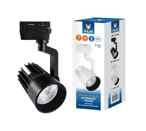 Светильник светодиодный трековый ULB-Q274 30W/4000К BLACK 3000 Лм 4000К черный  UL-00005926  Volpe