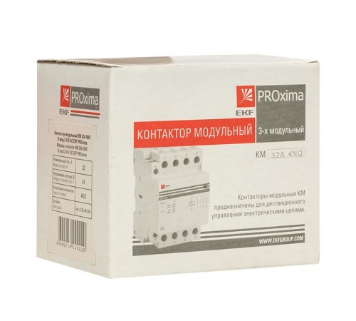 Контактор модульный КМ 32А 4NО (3 мод.) 24В АС PROxima  km-3-32-40-24v  EKF