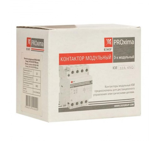 Контактор модульный КМ 32А 4NО (3 мод.) 24В АС PROxima  km-3-32-40-24v  EKF
