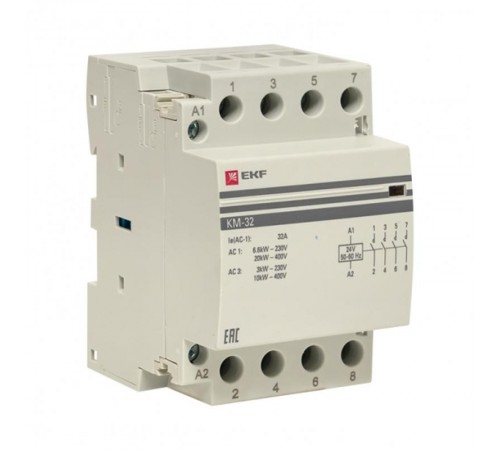 Контактор модульный КМ 32А 4NО (3 мод.) 24В АС PROxima  km-3-32-40-24v  EKF