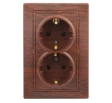 1-205-10 Intro Розетка 2X2P+E Schuko, 16А-250В, IP20, СУ, Plano, венге  Б0030072  Intro