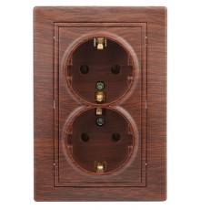 1-205-10 Intro Розетка 2X2P+E Schuko, 16А-250В, IP20, СУ, Plano, венге  Б0030072  Intro