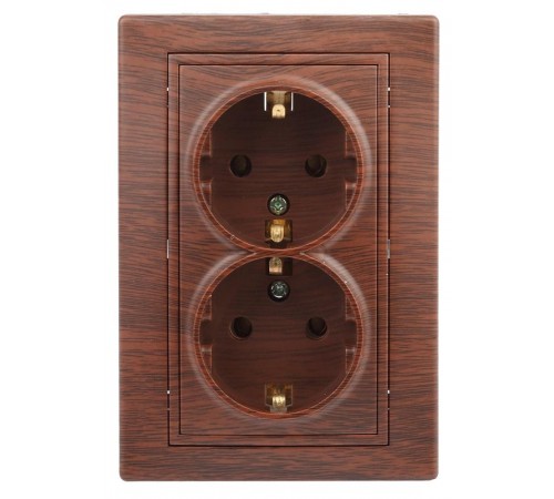 1-205-10 Intro Розетка 2X2P+E Schuko, 16А-250В, IP20, СУ, Plano, венге  Б0030072  Intro