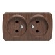 Розетка 2-местная ОП Минск 10А без заземления тёмное дерево EKF  EGR10-102-40  EKF