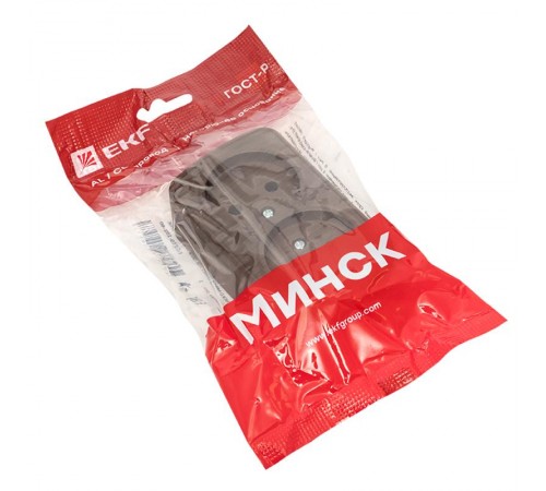 Розетка 2-местная ОП Минск 10А без заземления тёмное дерево EKF  EGR10-102-40  EKF