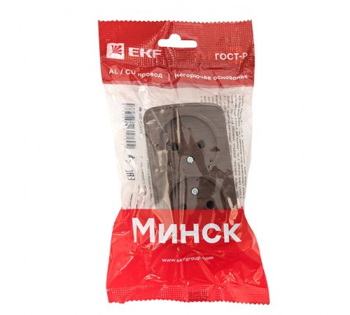 Розетка 2-местная ОП Минск 10А без заземления тёмное дерево EKF  EGR10-102-40  EKF