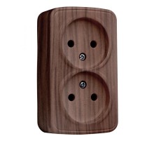 Розетка 2-местная ОП Минск 10А без заземления тёмное дерево EKF  EGR10-102-40  EKF