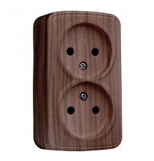 Розетка 2-местная ОП Минск 10А без заземления тёмное дерево EKF  EGR10-102-40  EKF