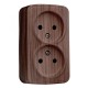 Розетка 2-местная ОП Минск 10А без заземления тёмное дерево EKF  EGR10-102-40  EKF