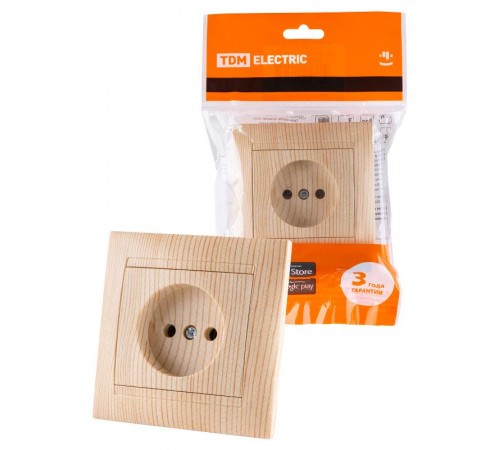 Розетка 2П 10А 250В сосна "Лама"  SQ1815-0322  TDM