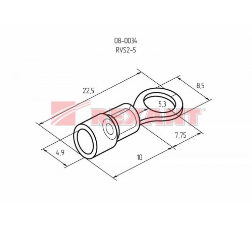 Наконечник кольцевой изолированный  5.3 мм 1.5-2.5 мм (НКи 2.5-5/НКи2-5) синий  08-0034  REXANT