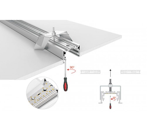 Профиль с экраном S2-LINIA69-F-2500 ANOD+OPAL (Arlight, Алюминий)  021177  Arlight