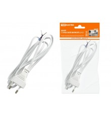 Шнур с плоской вилкой ШУ02 ШВВП 2х0,75мм2 1,7 м. белый  SQ1305-0011  TDM