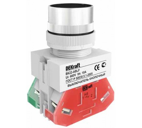 Выкл. кноп. ABLF 22 мм Цвет:ЧЕРНЫЙ 220В ВK-22   25012DEK  DEKraft