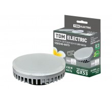 Лампа светодиодная LED 9Вт GX53 220В 4000К GX53 таблетка (плоский цилиндр)  SQ0340-0075  TDM