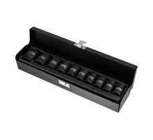 Набор шестигранных ударных торцевых головок, 1/2", 38мм, 10 предметов (10-24мм) металлический кейс  KR-12-8422  Kranz