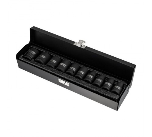 Набор шестигранных ударных торцевых головок, 1/2", 38мм, 10 предметов (10-24мм) металлический кейс  KR-12-8422  Kranz