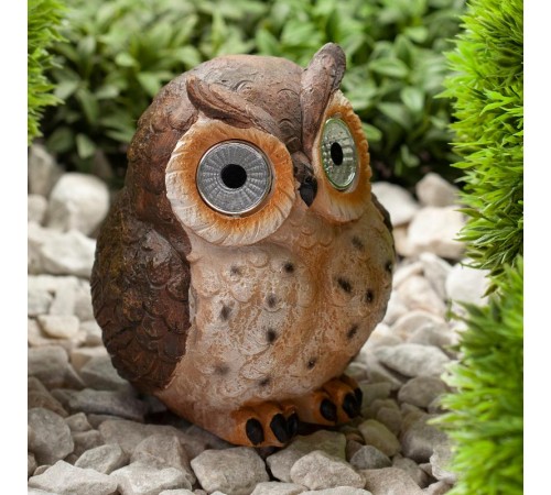 Cветильник садовый декоративный Сова коричневая на солнечной батарее ERAFYS01-12 полистоун, 13 см  Б0044844  ЭРА