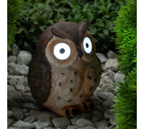 Cветильник садовый декоративный Сова коричневая на солнечной батарее ERAFYS01-12 полистоун, 13 см  Б0044844  ЭРА