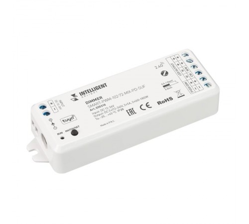 INTELLIGENT ARLIGHT Диммер SMART-PWM-102-72-MIX-PD-SUF (12-36V, 2x5A, ZB, 2.4G) (IARL, Пластик)  035310  Arlight