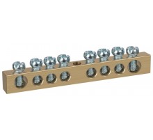 Шина  NO-122-14 PEN земля-ноль 6х9мм 8/1 латунная с креплениями по центру   Б0047228  ЭРА