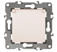 Розетка 12-2103-02 2P+E Schuko со шторками с крышкой, 16АХ-250В,  слоновая кость Б0014694  ЭРА